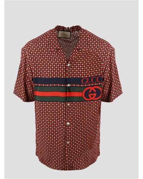 gucci bowling shirt red